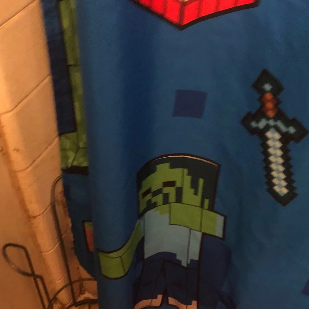 Minecraft Kids Costume Shower Curtain - Blue with TNT & Creeper